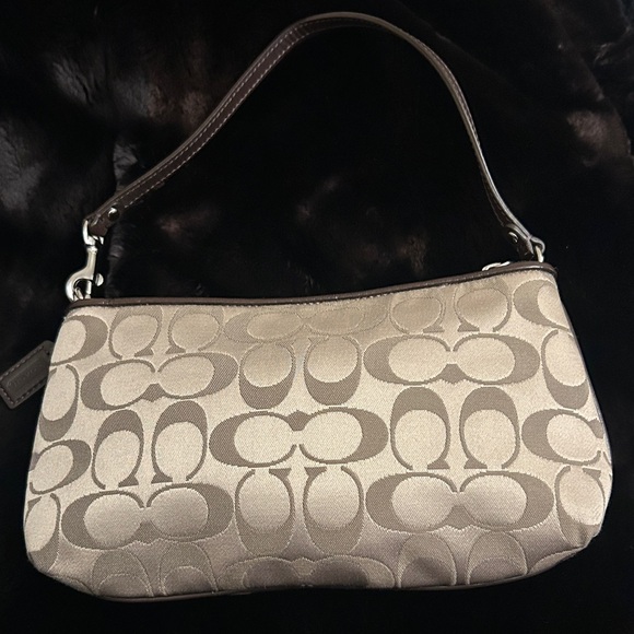 Coach Brown/Tan Signature Wristlet - Picture 7 of 12